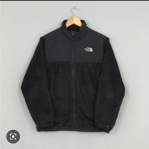 Girls large black fleece north face zip up jacket